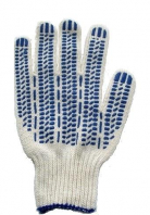 Перчатки х/б с ПВХ 5нит 10кл ВОЛНА бел/10/300/