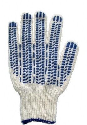 Перчатки х/б с ПВХ 5нит 10кл ВОЛНА бел/10/300/